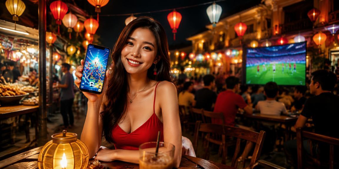 Người dùng Việt Nam ngồi quán cà phê tại Hội An kiểm tra thưởng nạp tiền và giải thưởng trên điện thoại